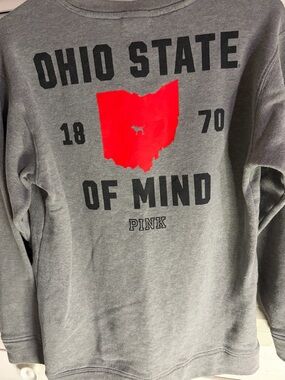 PINK Victoria's Secret Gray Crewneck with Red Sequin Script ohio state of mind